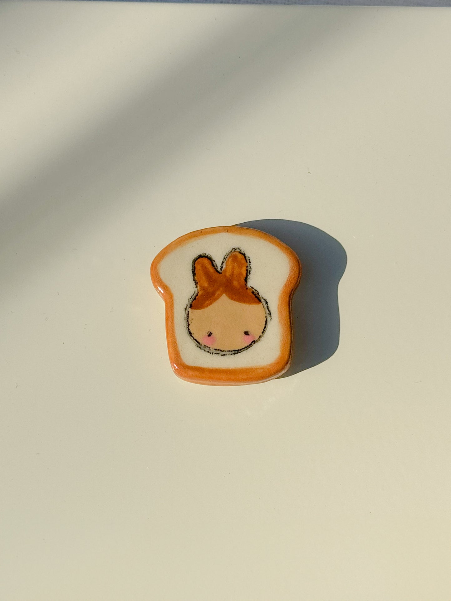 ceramic bread bunny - magnet