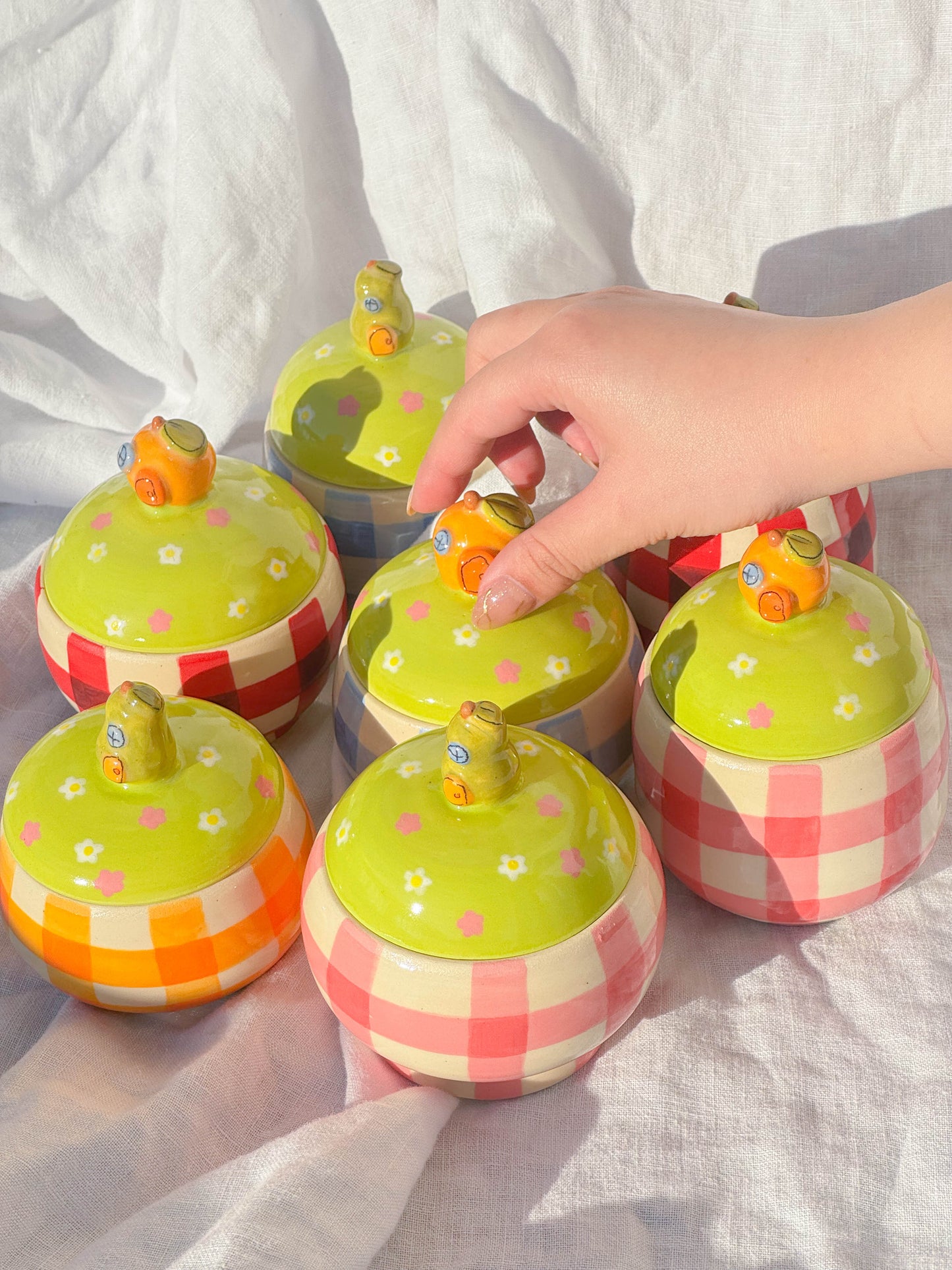 digiville jar - pink gingham orange