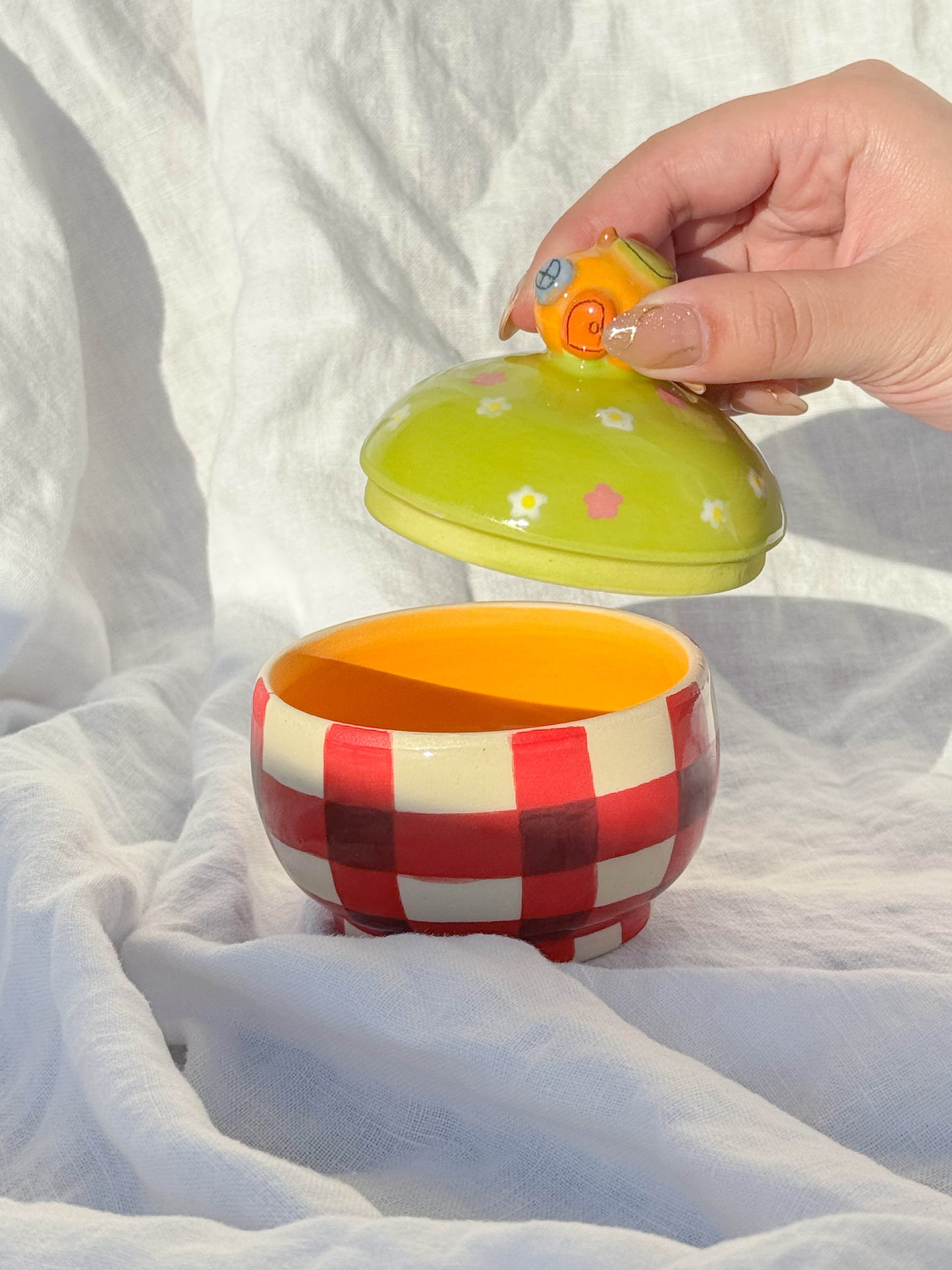 digiville jar - red gingham orange
