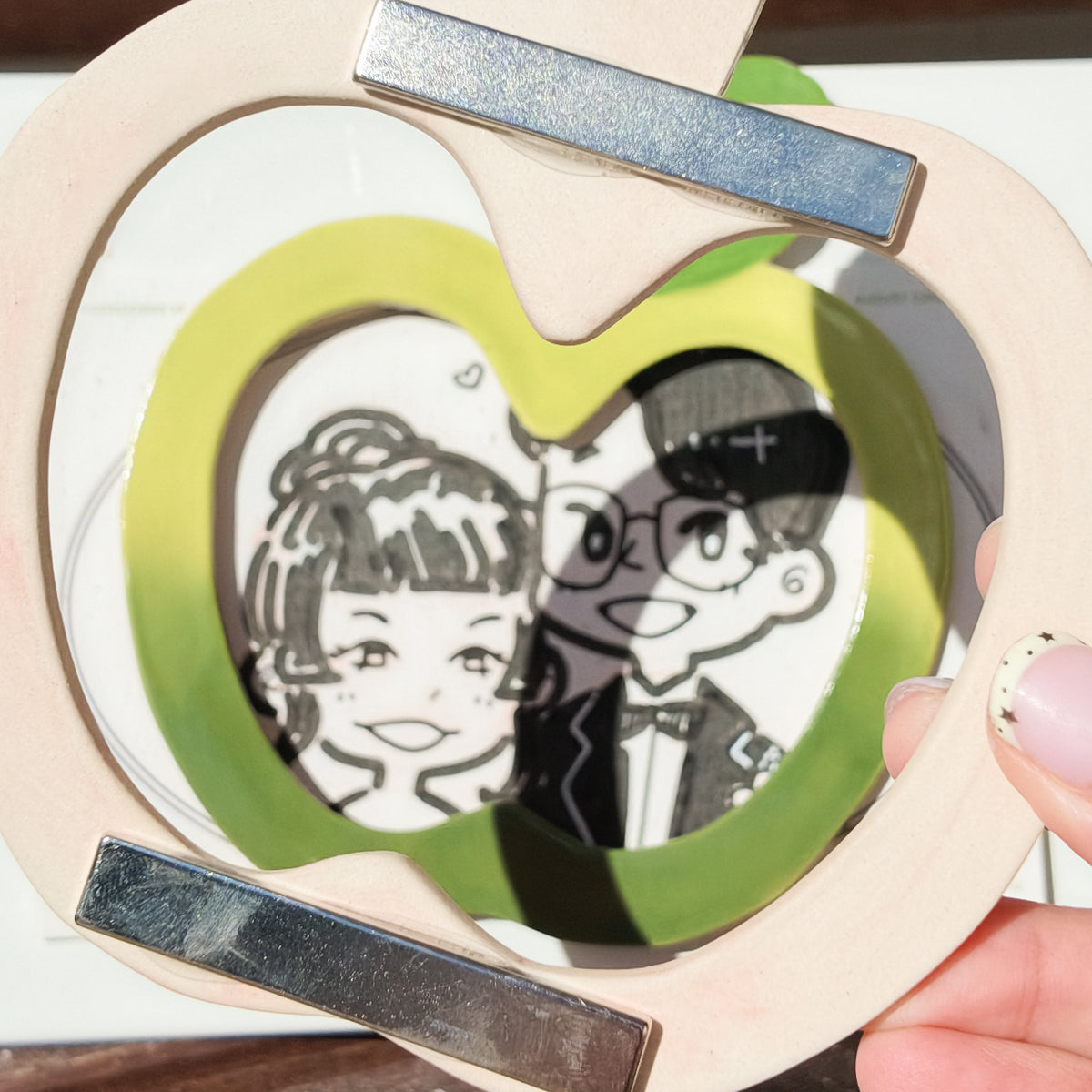 apple photo frame magnet (green)