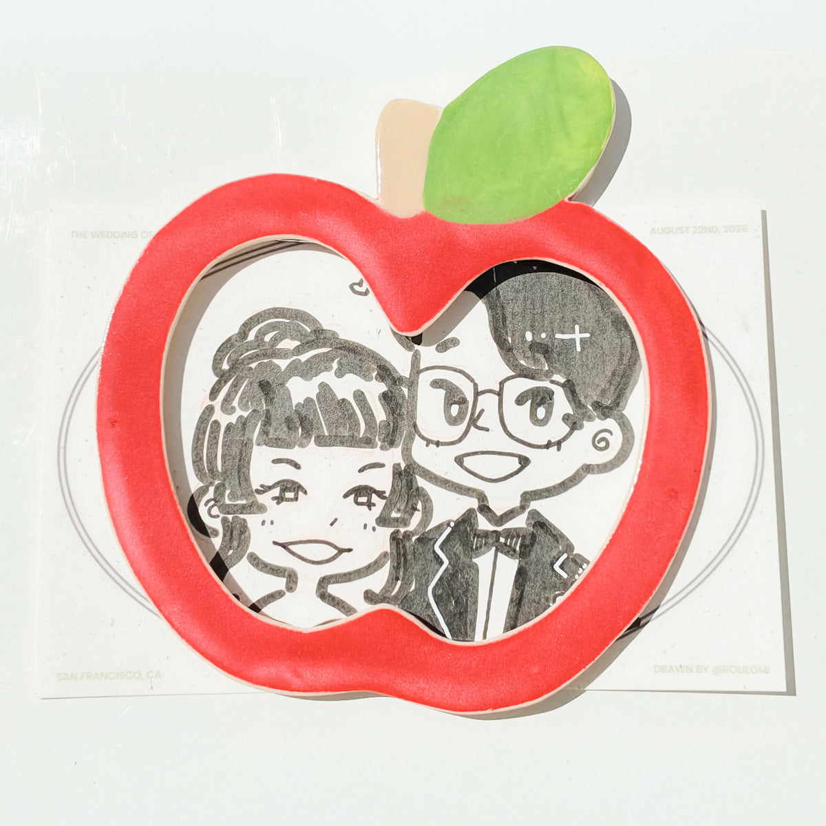 apple photo frame magnet (red)