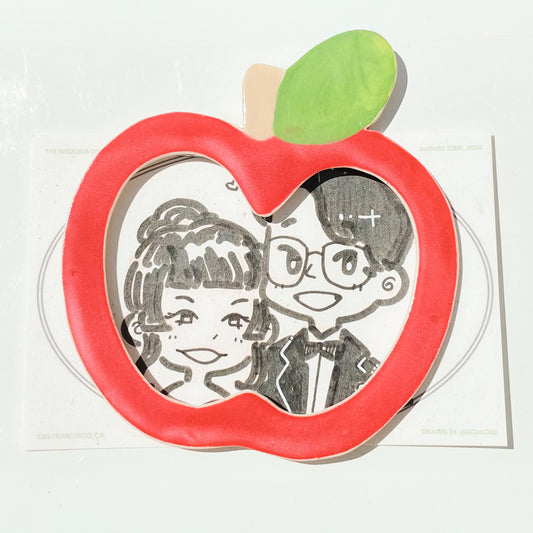 apple photo frame magnet (red)