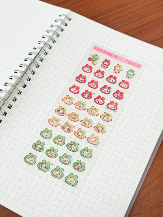 skinny sticker sheet - pixel bunji