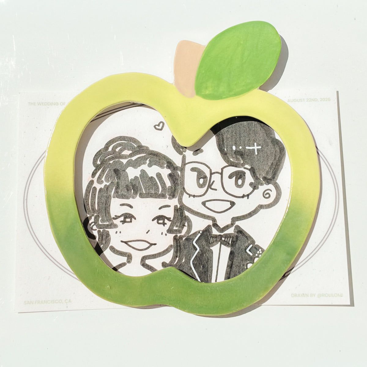 apple photo frame magnet (green)