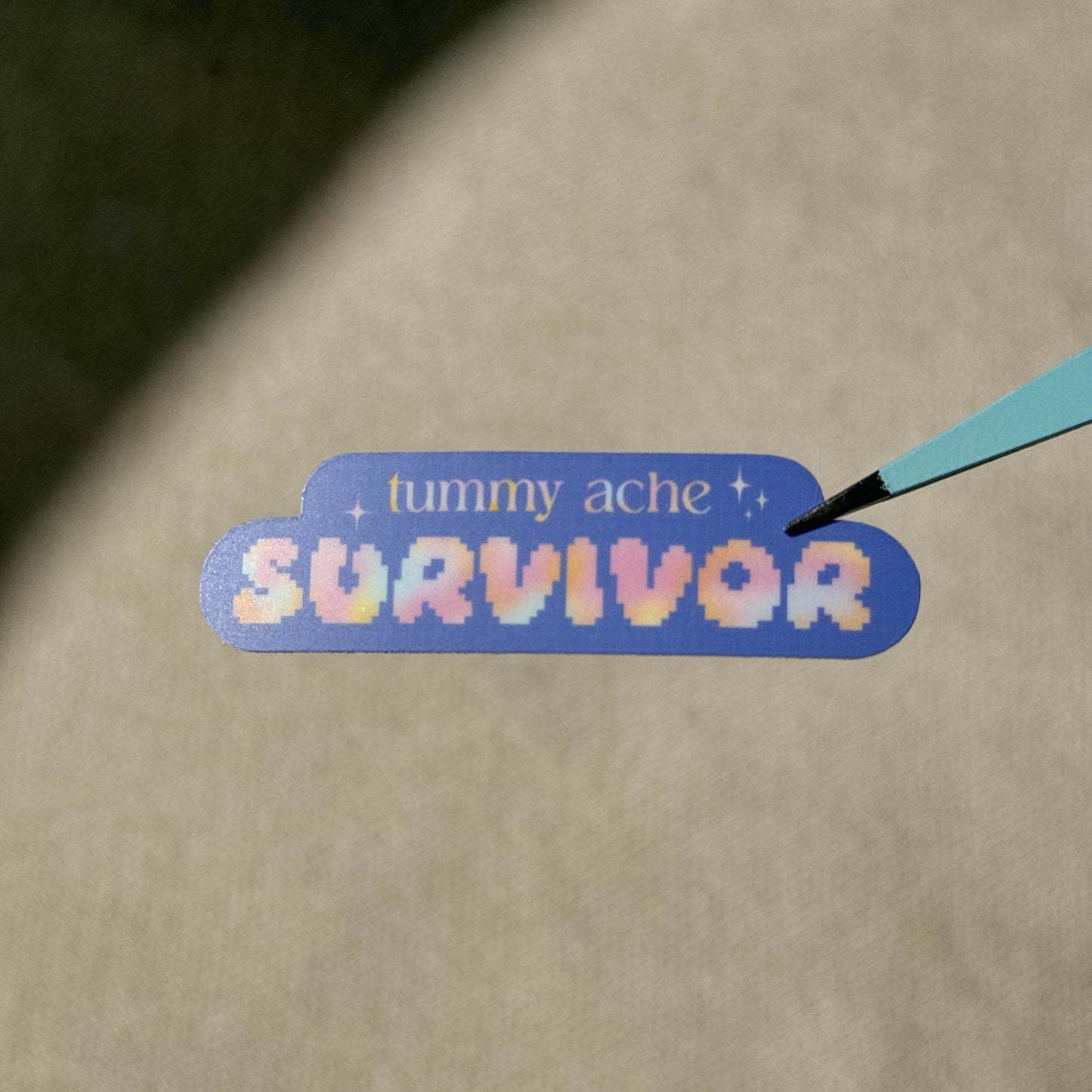 vinyl sticker - tummy ache survivor
