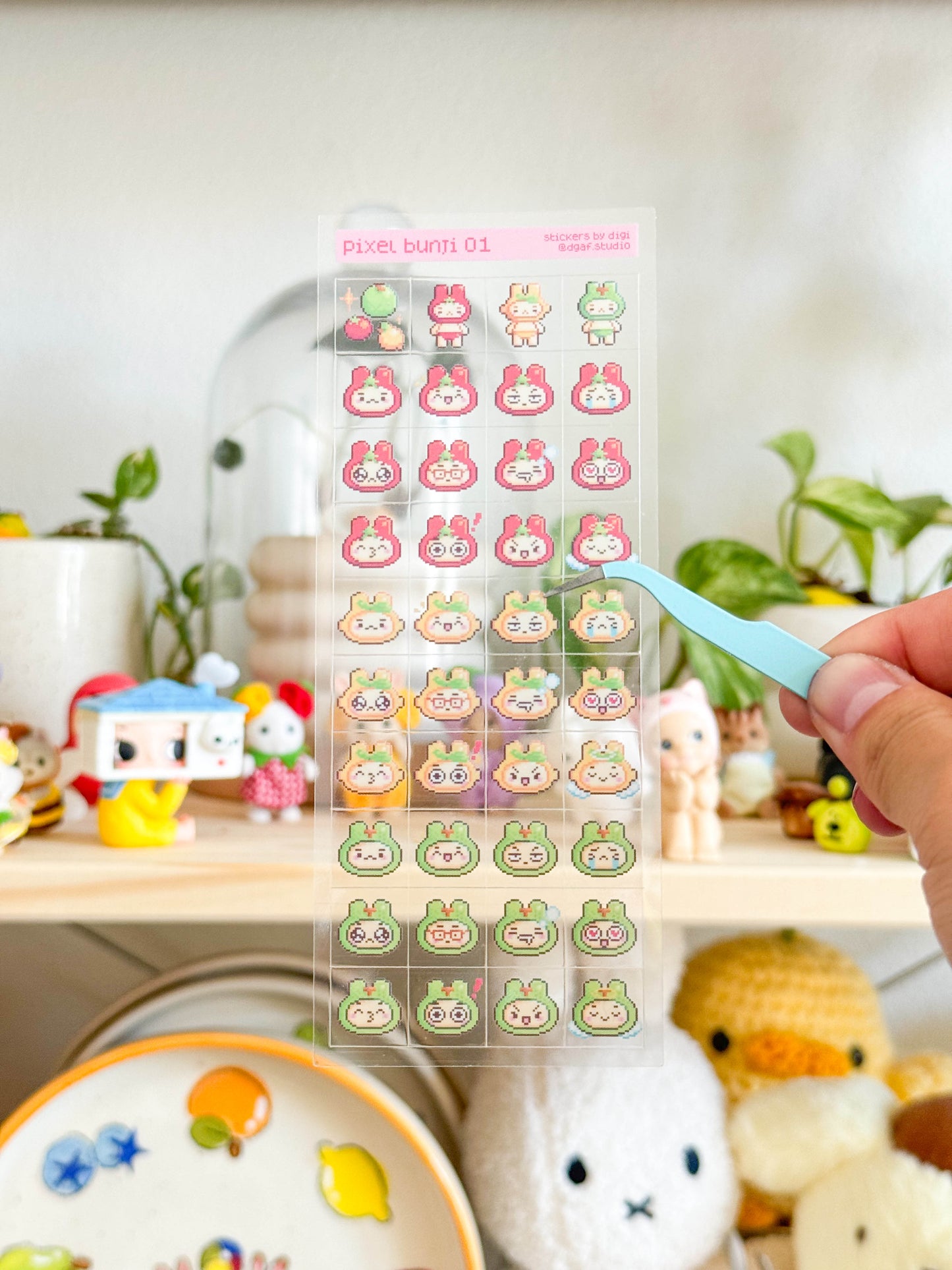 skinny sticker sheet - pixel bunji