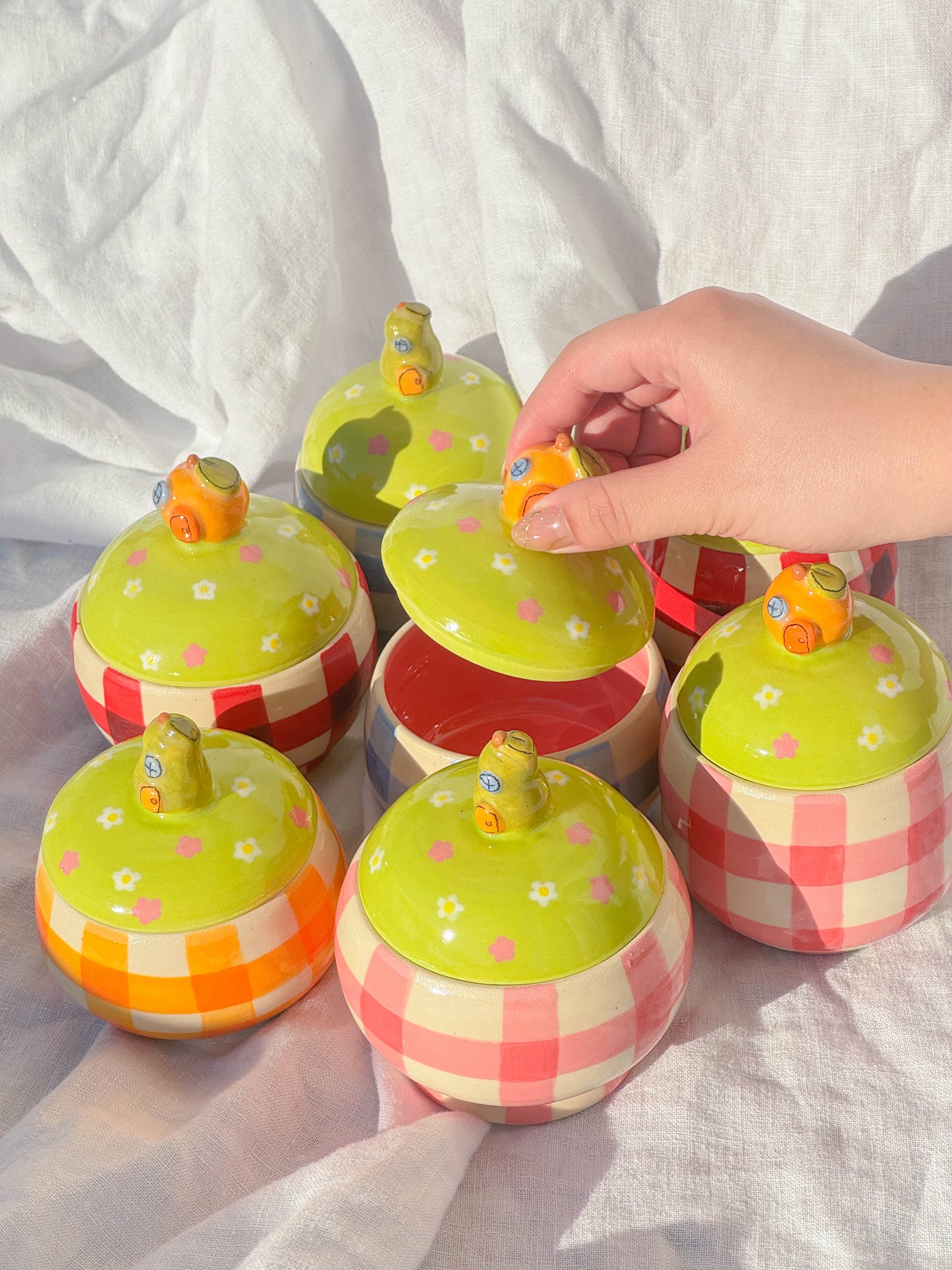 digiville jar - red gingham orange