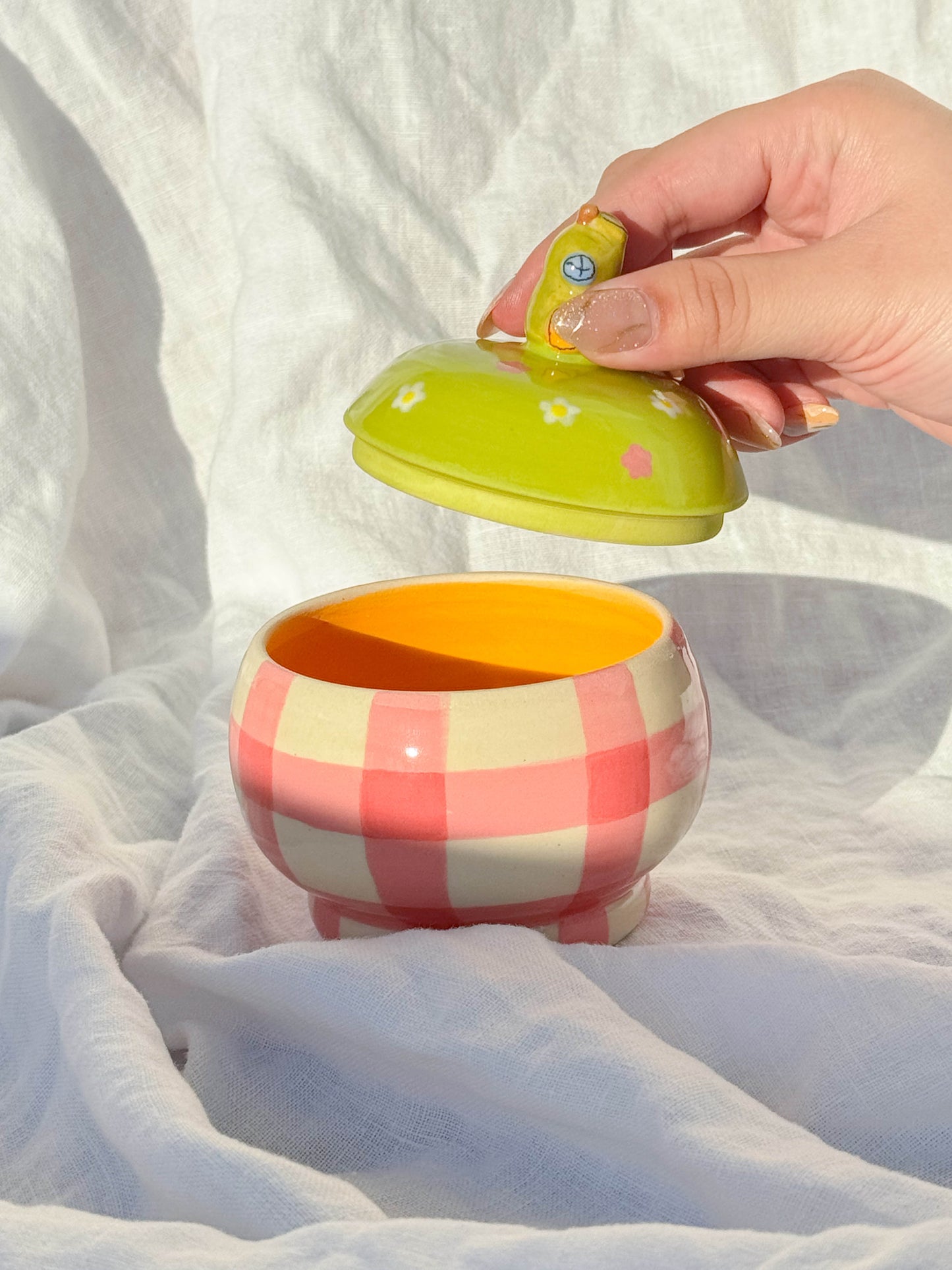 digiville jar - pink gingham pear