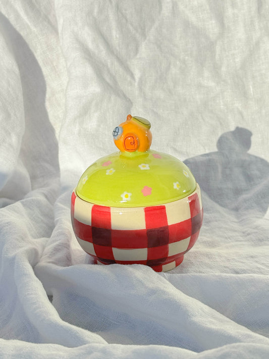 digiville jar - red gingham orange