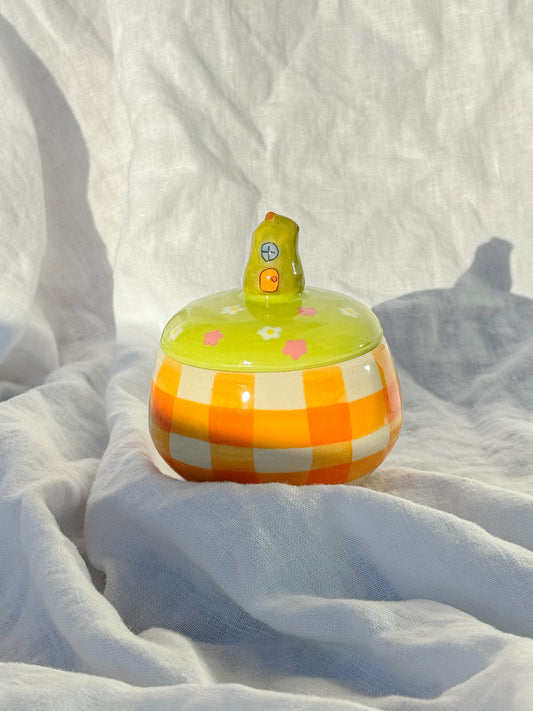 digiville jar - orange gingham pear