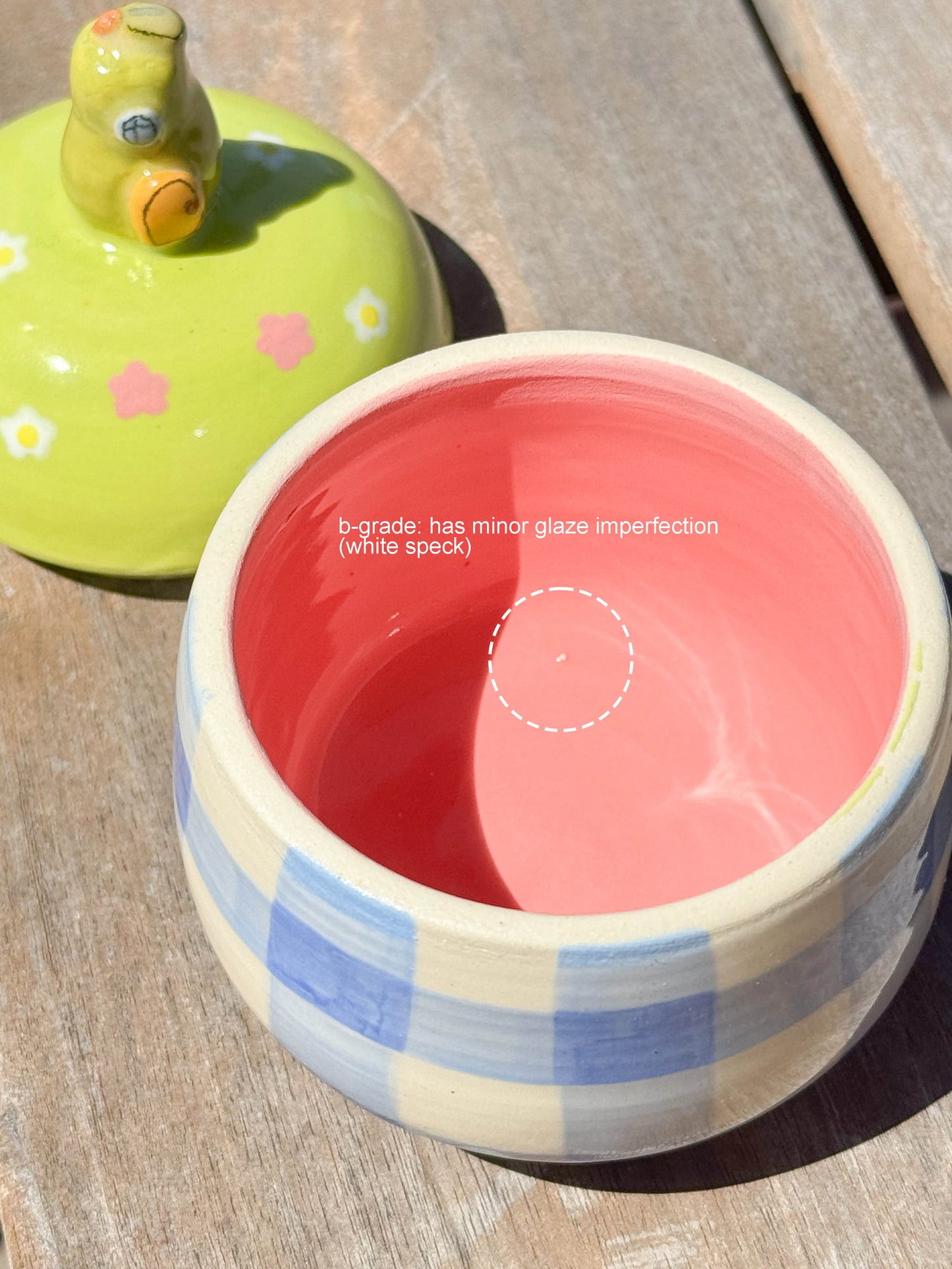 digiville jar - blue gingham pear