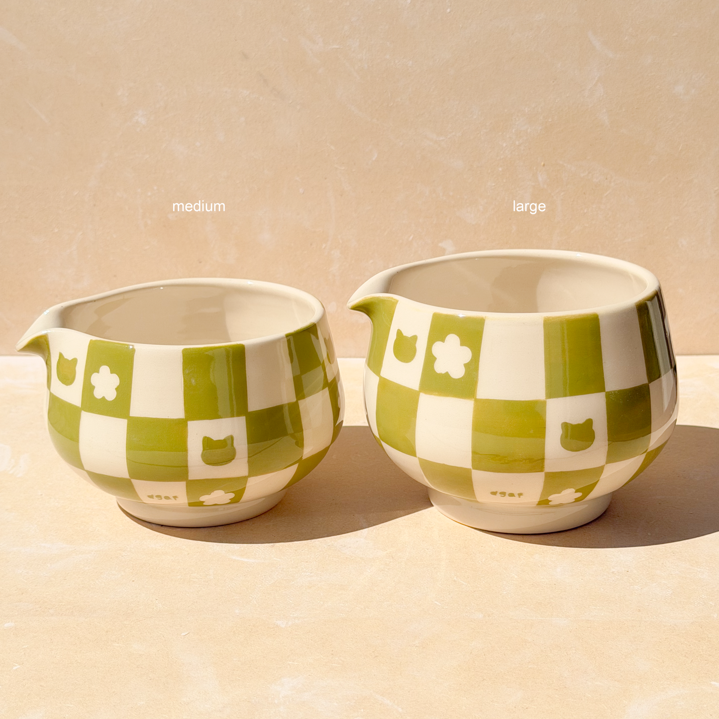 checker cat matcha bowl
